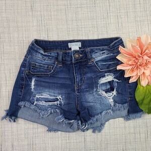 Sky & Sparrow Jean Shorts Womens Size 0‎ Blue Distressed Cut Off Cotton Denim